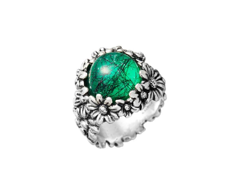 BIG SILVER RING DAISIES GARDEN GIOVANNI RASPINI 11204